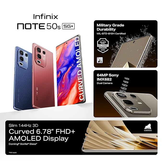 Infinix NOTE 50s 5G+ – 64MP Dual Camera, Dimensity 7300U, 5500mAh